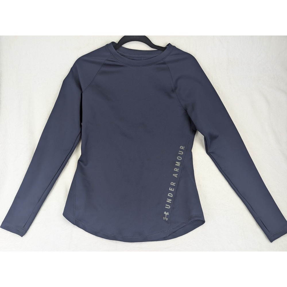 Under Armour Fitted Cold Gear Base Layer Top Blue Women Medium Heatgear Running